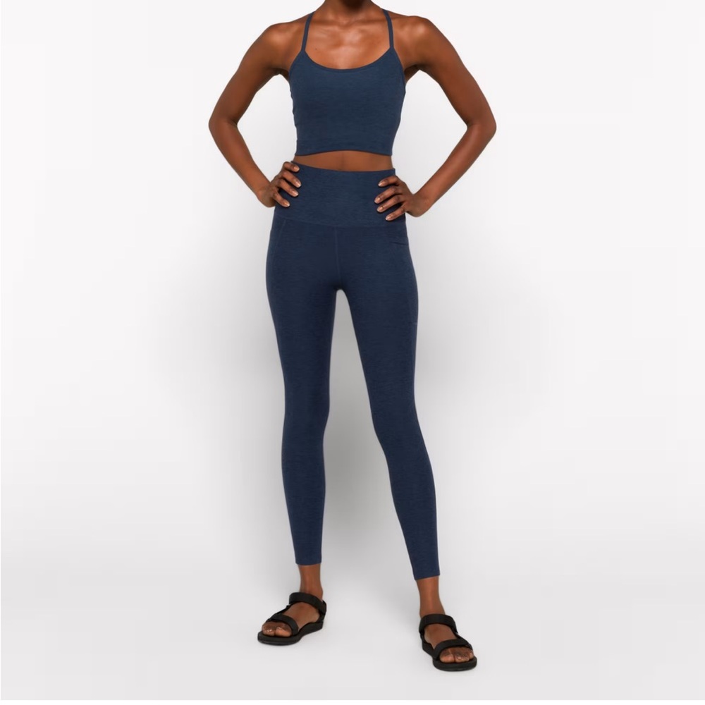 Beyond Yoga Spacedye Out Of Pocket High Waisted Midi Legging Navy